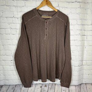 American Giant Mens Henley Shirt Large Brown Long Sleeve 100% Cotton Made in USA